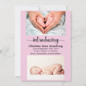 Faire-part Bébé rose taille et poids photo naissance (Devant)