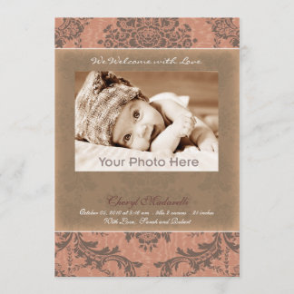 Faire-part bébé rose vintage classique