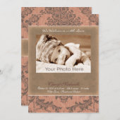 Faire-part bébé rose vintage classique (Devant / Derrière)