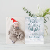Faire-part Bébé son froid dehors garçon vacances hiver Naissa (Debout devant)