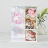 Faire-part Bébé son froid dehors Photos Fille Fête Naissance (Debout devant)