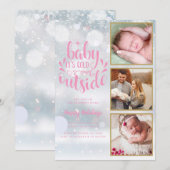 Faire-part Bébé son froid dehors Photos Fille Fête Naissance (Devant / Derrière)