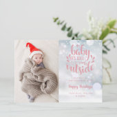 Faire-part Bébé son froid dehors rose Fille Fête Naissance An (Debout devant)