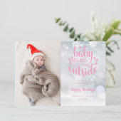 Faire-part Bébé son froid dehors rose Fille Fille Naissance (Debout devant)