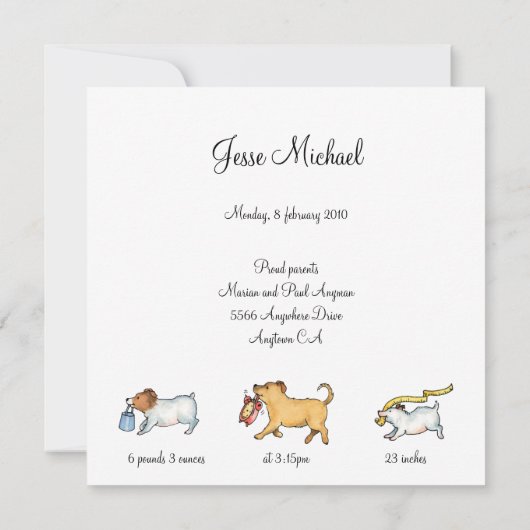 Faire-part Bébé sur cheval à bascule - Annonce de naissance (Dos)