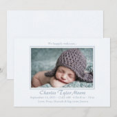 Faire-part Bébé Toile Bleue - Annonce de Naissance Photo (Devant / Derrière)