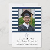 Faire-part Bécasseau marine moderne Bande blanche (Devant)