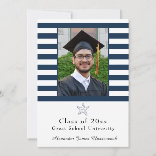 Faire-part Bécasseau marine moderne Bande blanche (Devant)