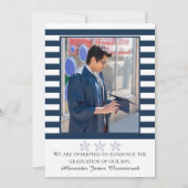 Faire-part Bécasseau marine moderne Bande blanche (Dos)