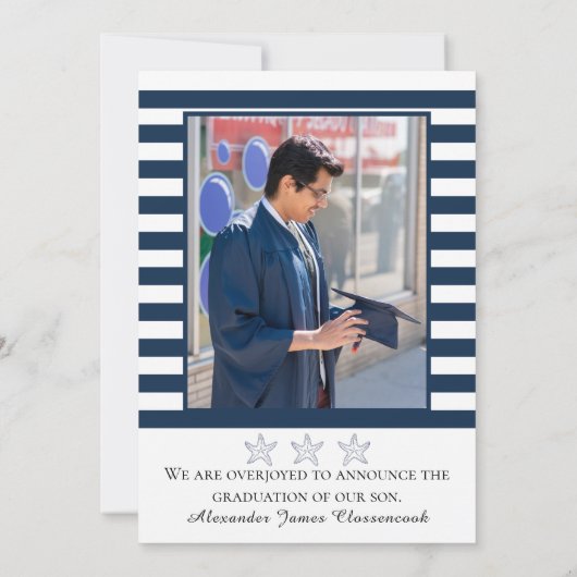 Faire-part Bécasseau marine moderne Bande blanche (Dos)