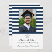 Faire-part Bécasseau marine moderne Bande blanche (Devant / Derrière)