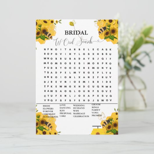 Faire-part Bee Bride jeu de recherche mot moderne (Debout devant)
