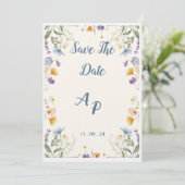 Faire-Part Beige Fleur pour Mariage (Debout devant)