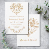 FAIRE-PART BEIGE MEXICAN OTOMI HEART