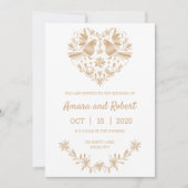 FAIRE-PART BEIGE MEXICAN OTOMI HEART (Devant)