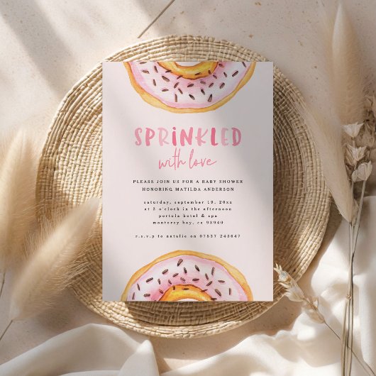 Faire-part beigne baby shower rose girly moderne mignonne