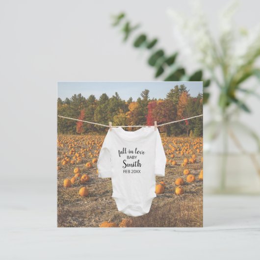 Faire-part Belle Citrouille Tombe Dans L'Amour Automne Photo (Debout devant)