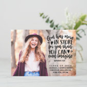 Faire-part Bible Verse Photo Typographie moderne Graduation (Debout devant)