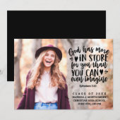 Faire-part Bible Verse Photo Typographie moderne Graduation (Devant / Derrière)