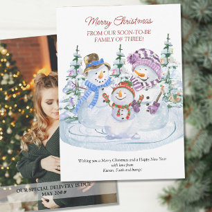 Faire-part Bientôt être la famille de 3 Joyeux Snowmen Grosse