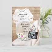 Faire-part Bientôt Floral Ultrasound Grossesse photo (Debout devant)