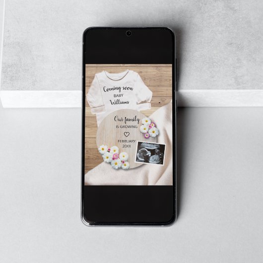 Faire-part Bientôt Floral Ultrasound Grossesse photo