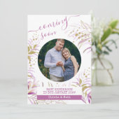 Faire-part Bientôt Maternité Photo Élégant Rosé Foliage (Debout devant)