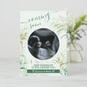Faire-part Bientôt Ultrasound Photo Elegant Foliage (Debout devant)