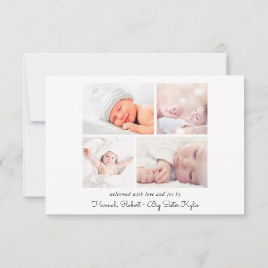 Faire-part Bienvenue 5 Photo Collage Naissance (Dos)