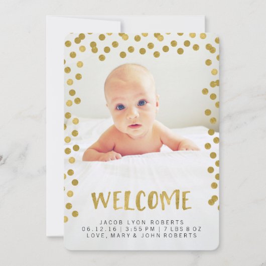 Faire-part Bienvenue  | Annonces Gold Modern Photo (Devant)