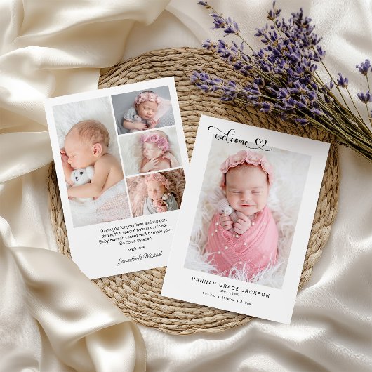 Faire-part Bienvenue Baby Multi Photo avec message personnali
