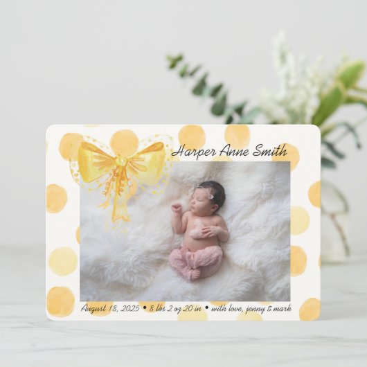 Faire-part Bienvenue bébé fille (Debout devant)