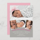 Faire-part Bienvenue bébé fille (Devant / Derrière)