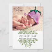 Faire-part Bienvenue Bébé vert Photo Naissance (Devant)