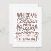 Faire-part Bienvenue Campfire Friends Marshmallows Camping (Devant / Derrière)