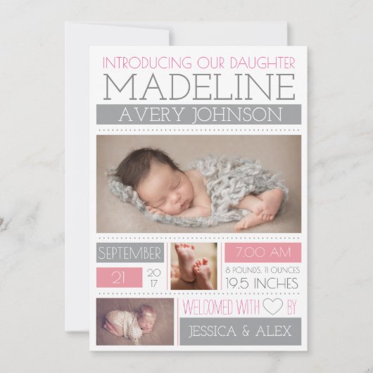 Faire-part Bienvenue Dans Les Annonces De Naissance De Wonder (Devant)