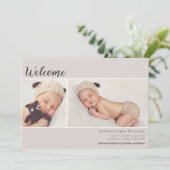 Faire-part Bienvenue Deux Photo Ecru Baby (Debout devant)
