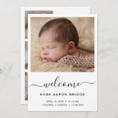 Faire-part Bienvenue Elegant Simple bébé photo naissance (Devant / Derrière)