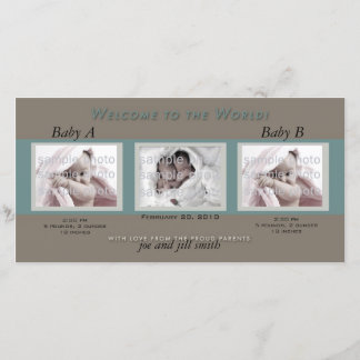Faire-part Bienvenue jumeaux