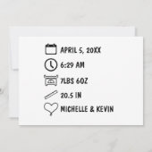 Faire-part Bienvenue moderne naissance bébé (Dos)