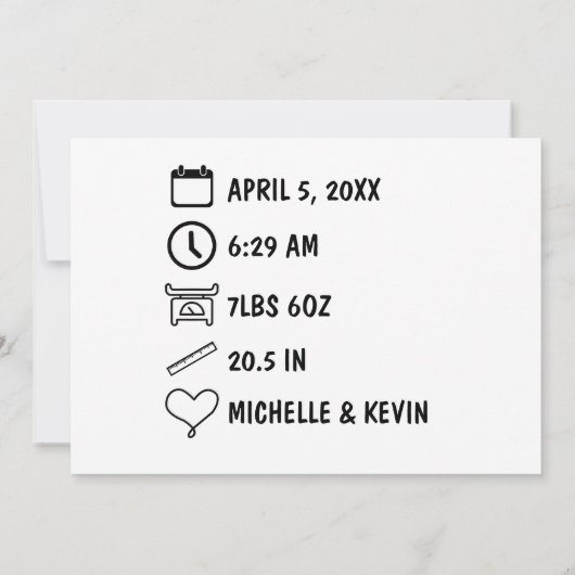 Faire-part Bienvenue moderne naissance bébé (Dos)