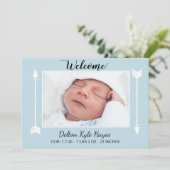 Faire-part Bienvenue Photo bébé nouveau-né garçon (Debout devant)
