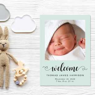 Faire-part Bienvenue Photos de bébé Naissance de la menthe