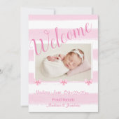 Faire-part Bienvenue Pink Photo Script Personnaliser la naiss (Devant)