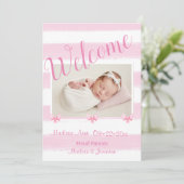 Faire-part Bienvenue Pink Photo Script Personnaliser la naiss (Debout devant)