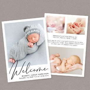 Faire-part Bienvenue Script 4 Photo Naissance