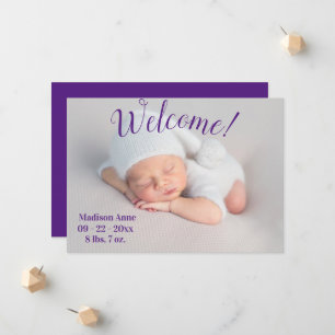 Faire-part Bienvenue Script photo Genre Naissance neutre
