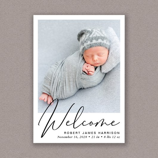 Faire-part Bienvenue Script photo naissance