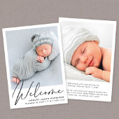 Faire-part Bienvenue Script photo naissance