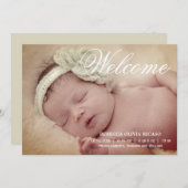 Faire-part Bienvenue Typographie Défiler Nouveau bébé Personn (Devant / Derrière)